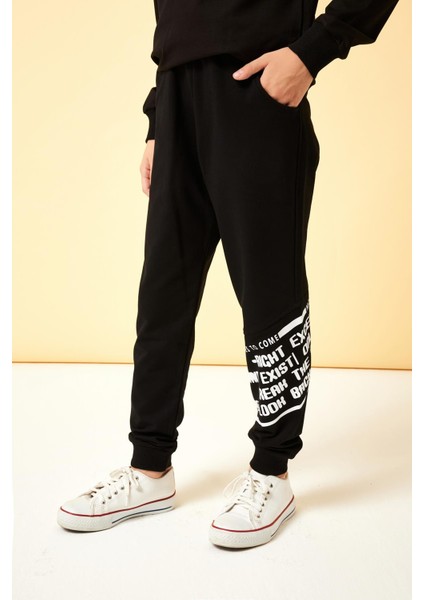 Never Look Baskı Detaylı Erkek Çocuk Eşofman Altı Siyah indirimleri