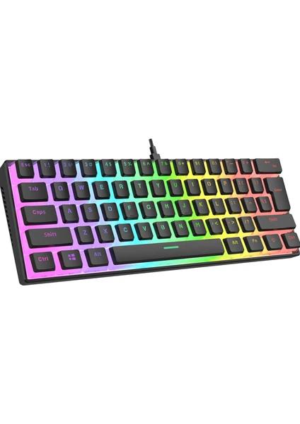 Radiant K11 Mekanik Klavye Type-C Bağlantı Siyah Rgb Puding Tuş Blue Switch Us Gaming Oyuncu Klavye