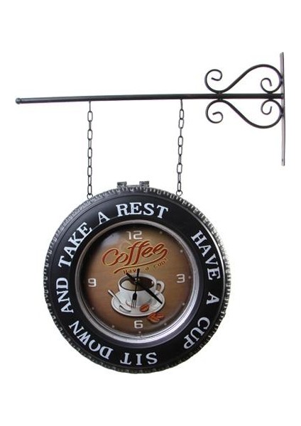 Dekoratif Coffee Temalı Gar Saati Pano Drink Temalı Vintage fiyatları
