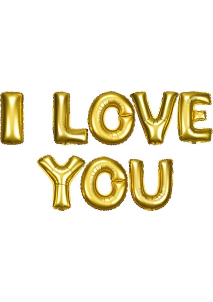 Parti Balon I Love You Folyo Balon Altın Renk 35 cm