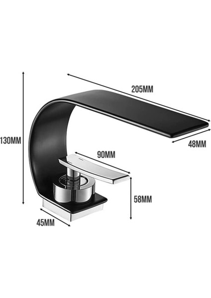 Banyo Lavabo Bataryası Mat Siyah Şelale Yeni 5 Yıl Garantili