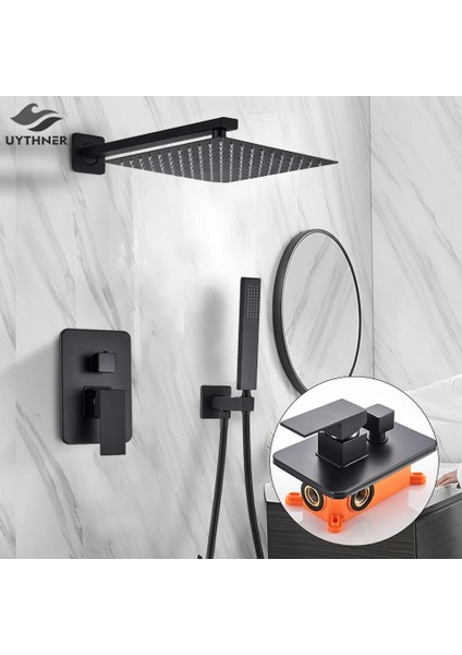 Ankastre Banyo Bataryası Duş Seti Mat Siyah 30X30CM Tepe Duş Yeni Ürün Ithal 5 Yıl Garantili fiyatları