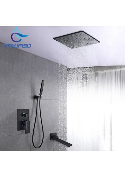 Banyo Bataryası Ankastre Duş Seti Mat Siyah 30 x 30 Tepe Duş Yeni Ürün