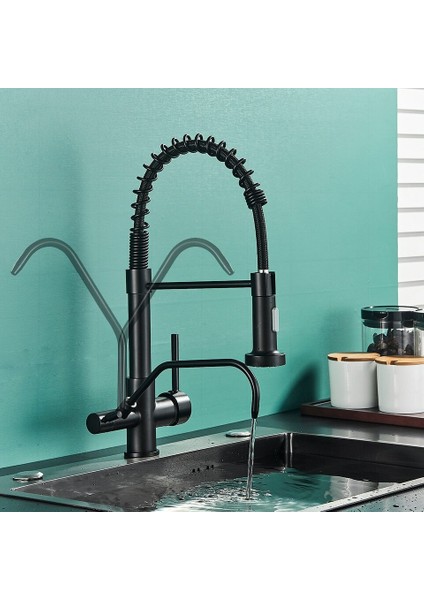 Mutfak Evye Bataryası Dual Flow Su Arıtma Çıkışlı Yeni Tasarım Mat Siyah modelleri