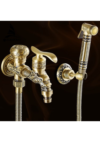 Spiralli Tuvalet Musluğu Banyo Klozet Bide Özel Temizlik 5 Yıl Garantili Antik Işlemeli