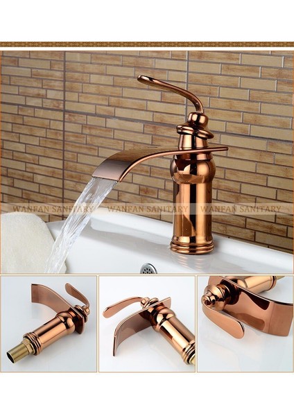 Banyo Lavabo Bataryası Rose Renk Yeni Model Şelale 5 Yıl Garantili