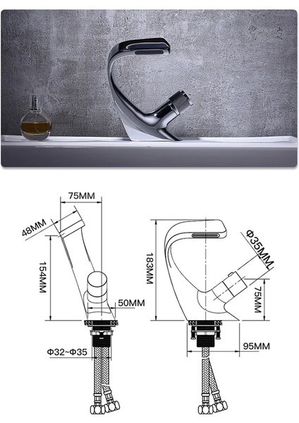 Banyo Lavabo Bataryası Krom Şelale Tasarım Yeni 5 Yıl Garantili