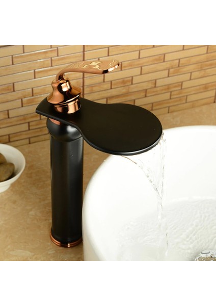 Banyo Çanak Lavabo Bataryası Siyah/rose Şelale Yeni Model