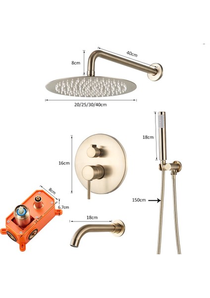 Banyo Bataryası Duş Seti Ankastre Mat Gold Yeni Ürün 3 Yollu Model Sıva Altı Dahil indirimleri