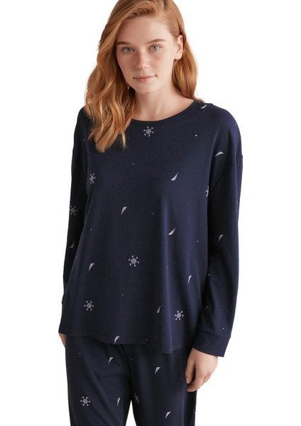Kadın Comfort Mood Uzun Kollu Lacivert Pijama Takımı W621 fiyatları