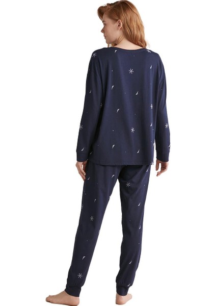 Kadın Comfort Mood Uzun Kollu Lacivert Pijama Takımı W621 modelleri