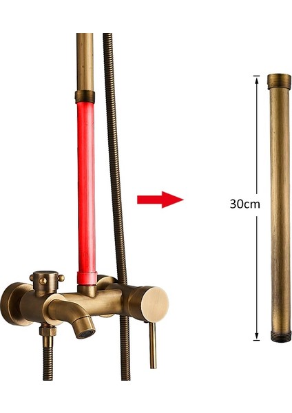 Banyo Bataryası Duş Seti Uzatma Aparatı Antik Renk 30 Cm