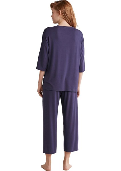Kadın Yumuşak Dokulu Truvakar Kol Mor Pijama Takımı indirimleri