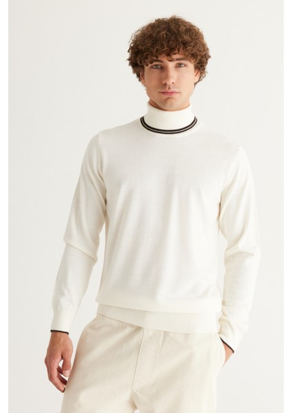 ALTINYILDIZ CLASSICS Erkek Ekru Standart Fit Normal Kesim Tam Balıkçı Yaka Triko Kazak fırsatları