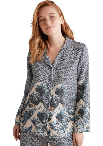 Kadın Lux Mood Uzun Kollu Indigo Pijama Takımı fırsatları