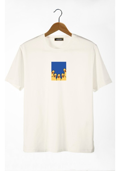 Unisex Ekru Bisiklet Yaka Önü Ducks Baskılı Oversize T-Shirt 22Y-3400762-66