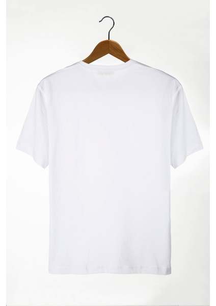 Erkek Beyaz Güneş Baskılı Bisiklet Yaka Oversize T-Shirt 22Y-3400762-1