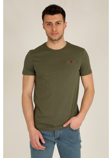 Erkek Bisiklet Yaka Cepli T-Shirt 20Y-3400650-1 Haki