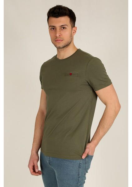 Erkek Bisiklet Yaka Cepli T-Shirt 20Y-3400650-1 Haki