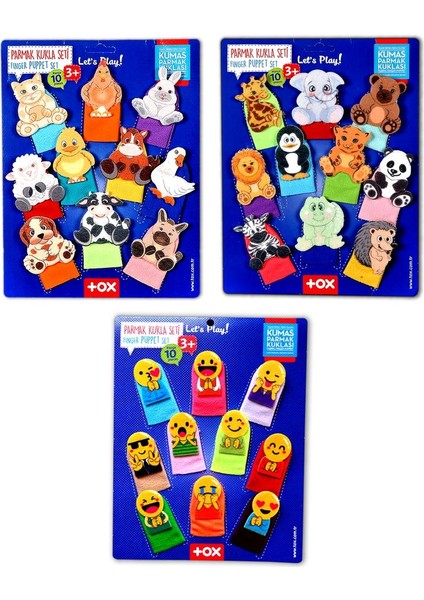 CLZ247 3 Set - 30 Parça Evcil , Vahşi Hayvanlar ve Emojiler Parmak Kukla