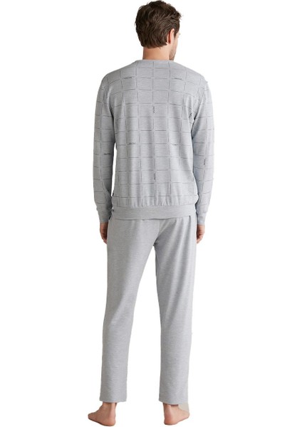 Erkek Comfort Mood Uzun Kollu Mavi Pijama Takımı fırsatları