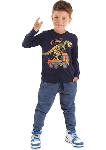 Fragile Erkek Çocuk Lacivert T-Shirt Mavi Pantolon Takım