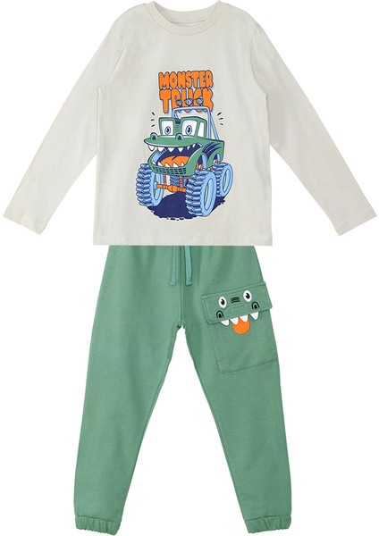 Canavar Kamyon Erkek Çocuk Gri T-Shirt Haki Pantolon Takım modelleri