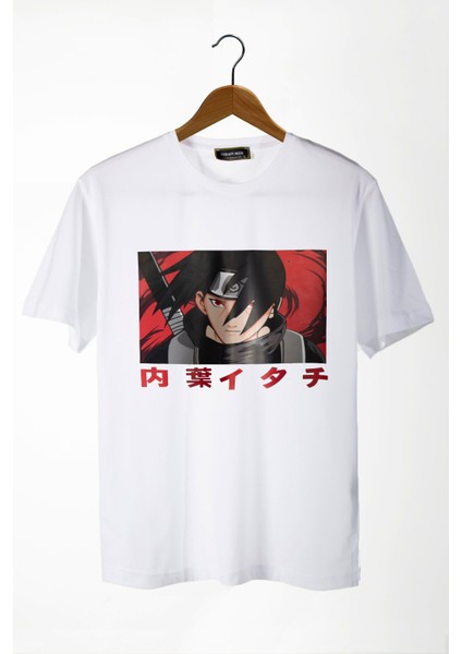 Unisex Beyaz Bisiklet Yaka Önü Anime Baskılı Oversize T-Shirt 22Y-3400762-64-2