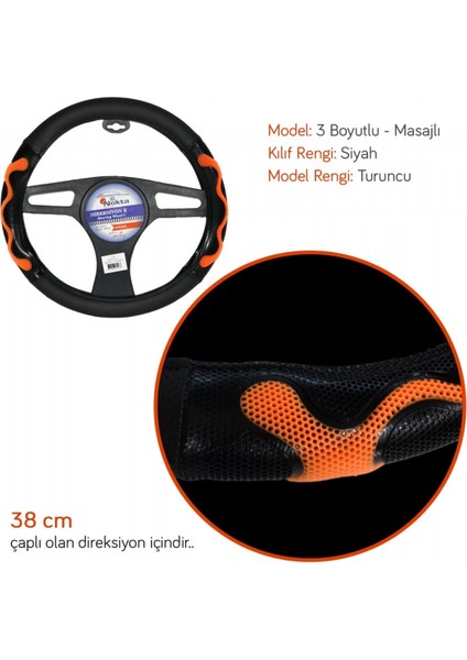 F-437 Direksiyon Kılıfı 3 Boyutlu Masajlı Turuncu Suni Deri modelleri