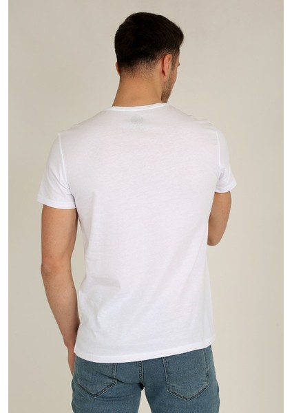 Erkek Basic Slim Fit Bisiklet Yaka Kısa Kollu T-Shirt 21K-3400729-1 Beyaz
