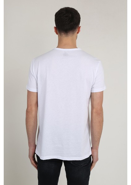 Erkek Bisiklet Yaka Baskılı T-Shirt 21Y-3400744-01 Beyaz