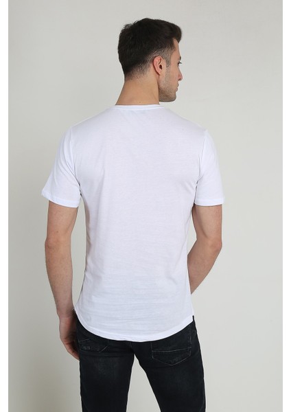 Erkek Kısa Kollu Oval Kesim Basic T-Shirt 21K-3400741-01 Beyaz