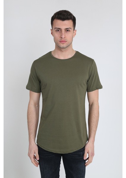 Erkek Kısa Kollu Oval Kesim Basic T-Shirt 21K-3400741-01 Haki