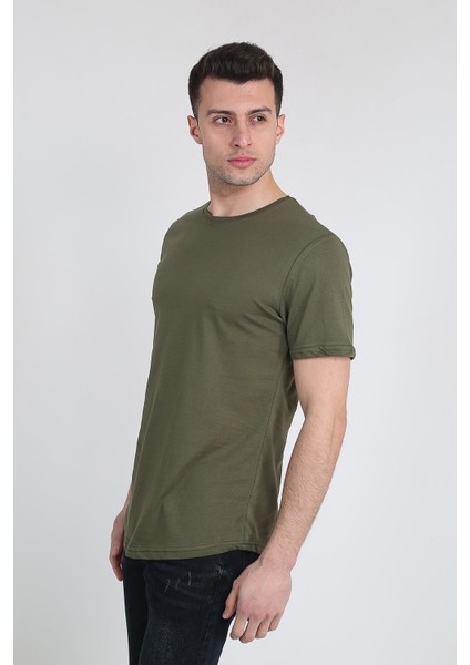 Erkek Kısa Kollu Oval Kesim Basic T-Shirt 21K-3400741-01 Haki