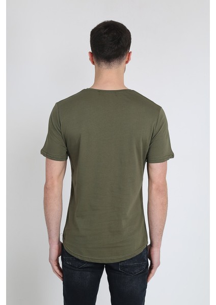 Erkek Kısa Kollu Oval Kesim Basic T-Shirt 21K-3400741-01 Haki