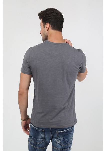 Erkek Baskılı Trend T-Shirt 20K-3400625-1 Antrasit