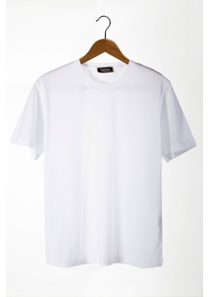 Erkek Bisiklet Yaka Oversize Rahat Kalıp Basic T-Shirt 22Y-3400761-1 Beyaz