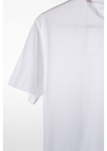 Erkek Bisiklet Yaka Oversize Rahat Kalıp Basic T-Shirt 22Y-3400761-1 Beyaz