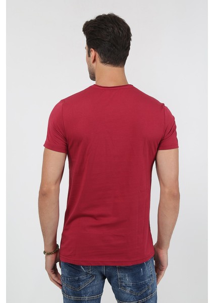 Erkek Bisiklet Yaka Baskılı T-Shirt 20Y-3400655-2 Kırmızı fırsatları