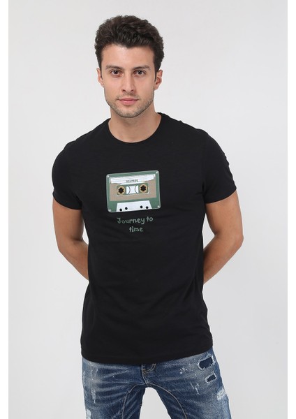 Erkek Baskılı Trend T-Shirt 20K-3400625-1 Siyah fiyatları