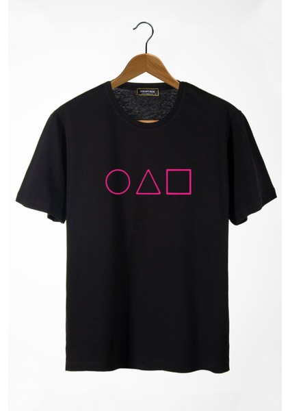 Erkek Siyah Önü Squid Game Baskılı Bisiklet Yaka Oversize T-Shirt 22Y-3400762-58