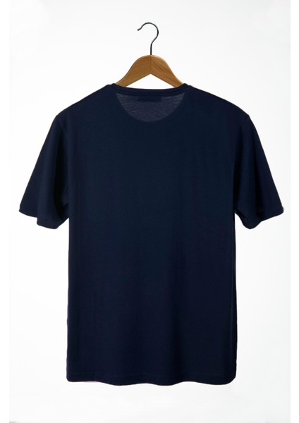 Erkek Lacivert Önü Squid Game Baskılı Bisiklet Yaka Oversize T-Shirt 22Y-3400762-58