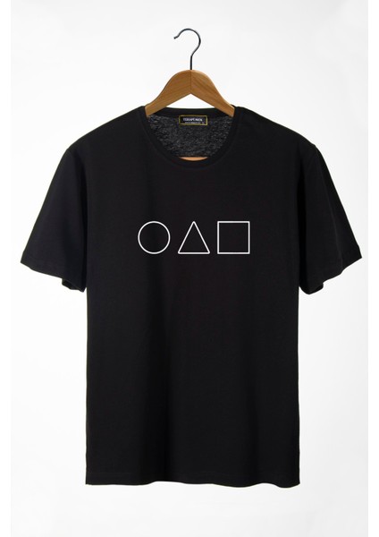 Erkek Siyah Önü Squid Game Baskılı Bisiklet Yaka Oversize T-Shirt 22Y-3400762-57