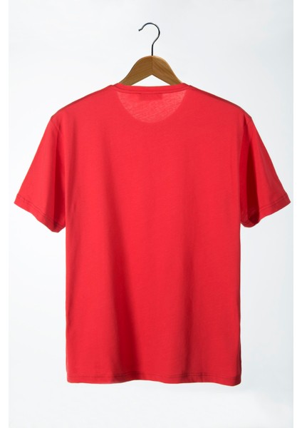 Erkek Kırmızı Önü Squid Game Baskılı Bisiklet Yaka Oversize T-Shirt 22Y-3400762-59