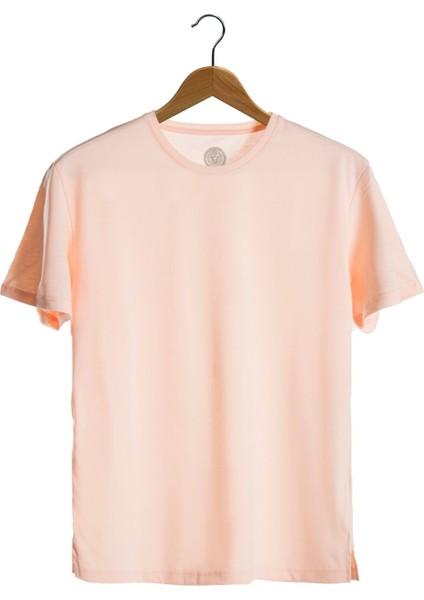 Erkek Somon Bisiklet Yaka Oversize Rahat Kalıp Basic T-Shirt 22Y-3400761-EK1