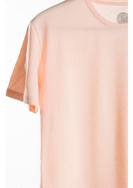 Erkek Somon Bisiklet Yaka Oversize Rahat Kalıp Basic T-Shirt 22Y-3400761-EK1