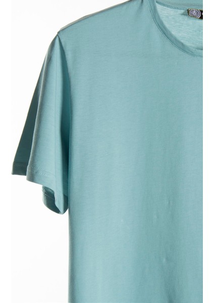 Erkek Nil Yeşili Bisiklet Yaka Oversize Rahat Kalıp Basic T-Shirt 22Y-3400761-EK1
