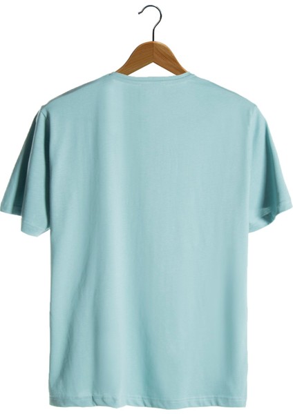 Erkek Nil Yeşili Bisiklet Yaka Oversize Rahat Kalıp Basic T-Shirt 22Y-3400761-EK1
