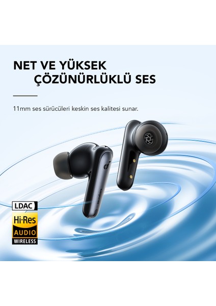 Soundcore Liberty 4 NC TWS Bluetooth 5.3 Kulaklık - Hibrit Aktif Gürültü Önleme - LDAC ve Hi-Res Wireless Sertifikalı - A3947 - Kadife Siyahı (Anker Türkiye Garantili)