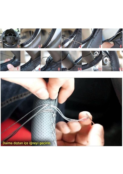 D-125 Dikmeli Noktalı 38 cm Gri Direksiyon Kılıfı fiyatları